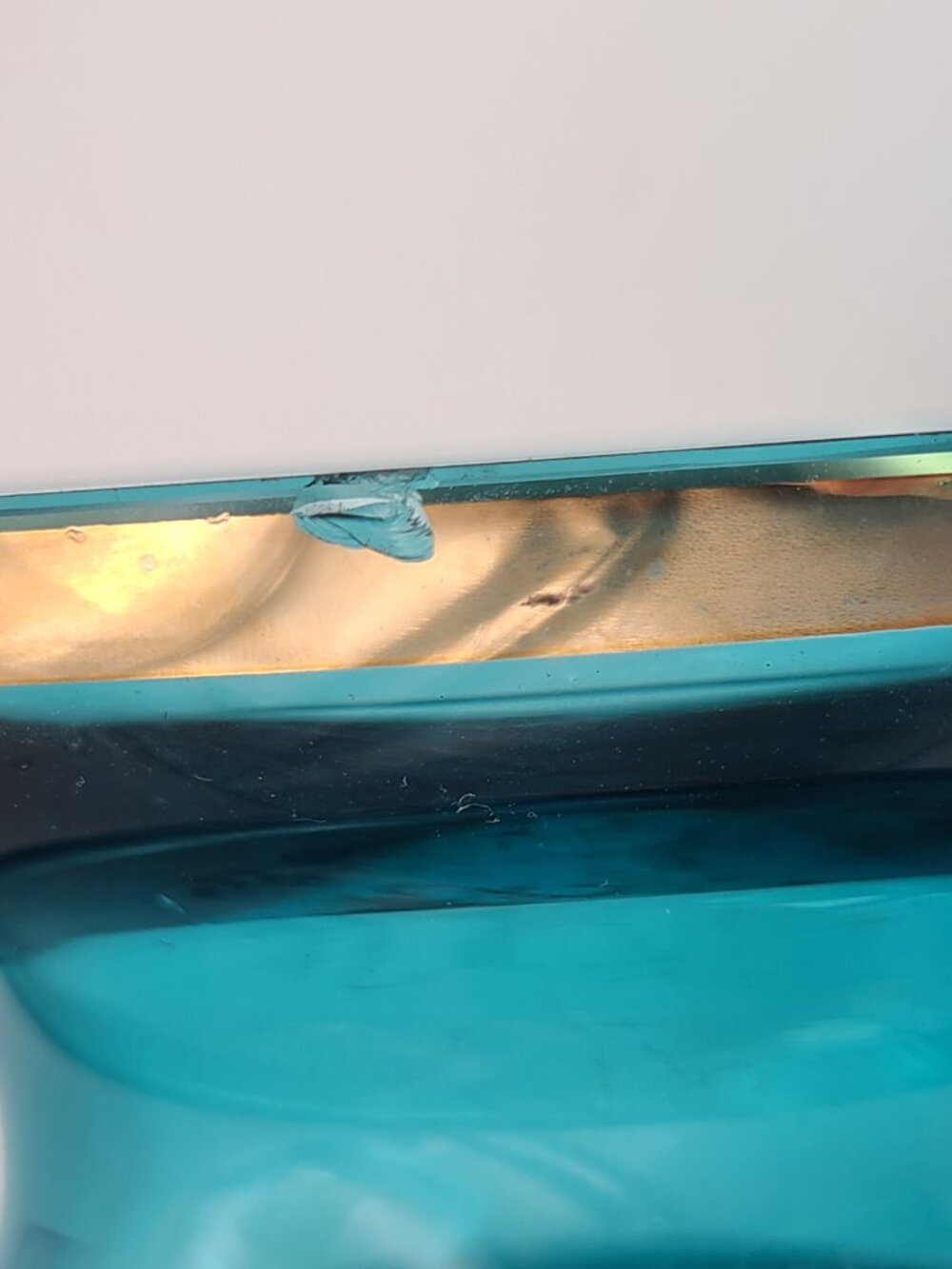 Vintage Bohemian Aqua Blue with Gold Overlay 10" Vase AS IS - Picture 9 of 11